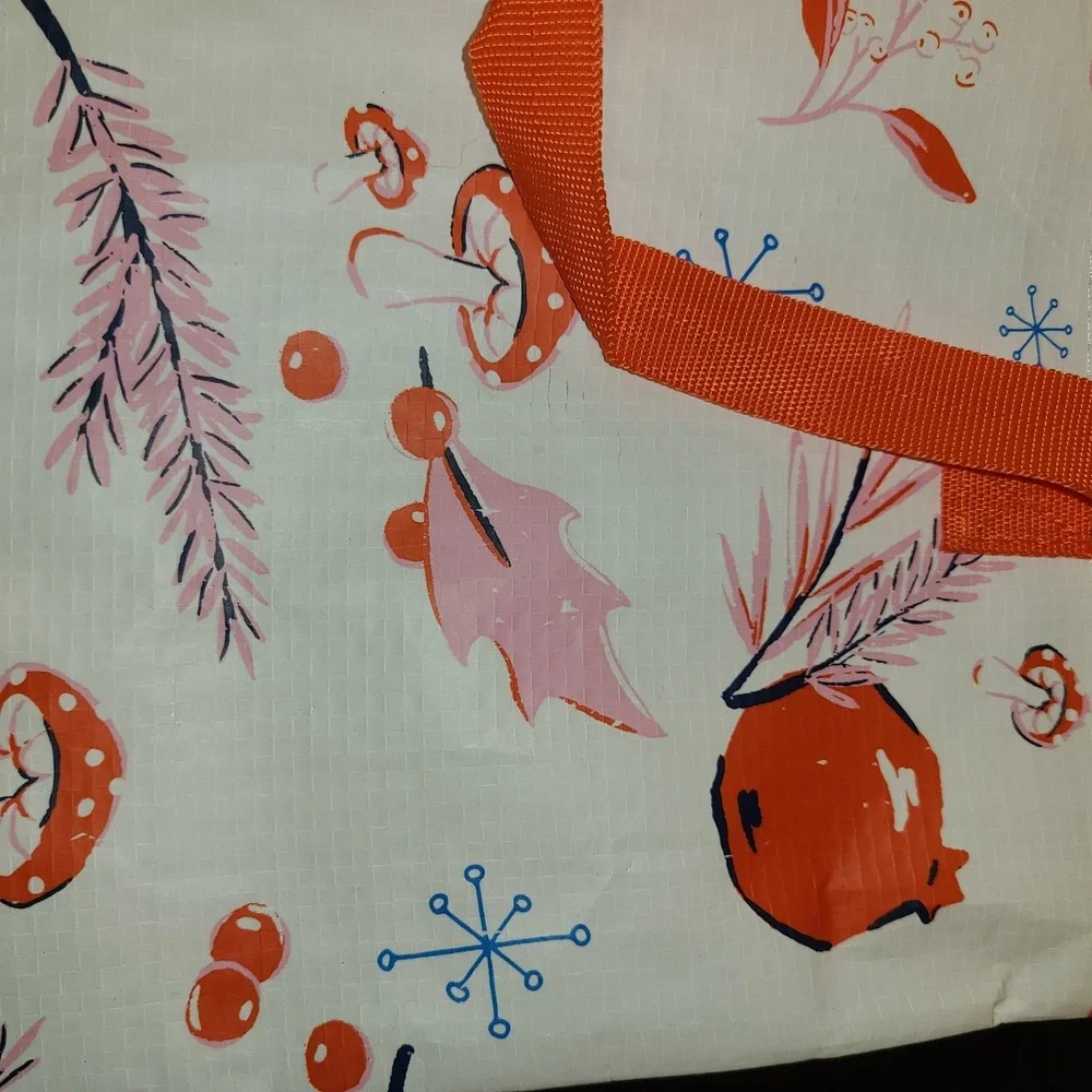 NWOT Trader Joe's 2024 Christmas Holiday Mini Gift Bag White Red Blue Murshrooms